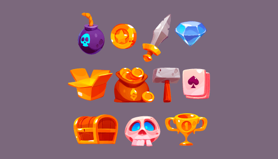 11个卡通风格的游戏图标矢量素材(EPS/PNG)