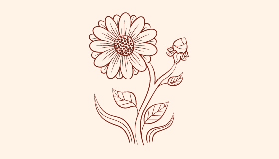 手绘简单花朵轮廓矢量素材(AI/EPS/PNG)