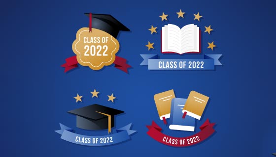 四个2022年毕业徽章矢量素材(AI/EPS/PNG)
