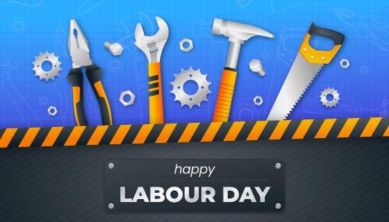 劳动工具设计劳动节背景矢量素材(AI/EPS)