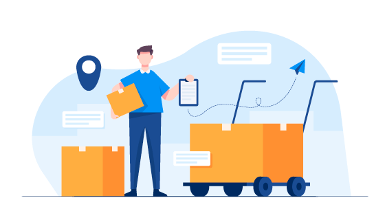 正在核对货物的快递员插画矢量素材(EPS)