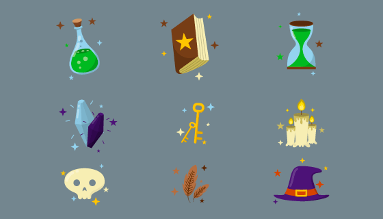 九个魔法元素矢量素材(EPS/PNG)