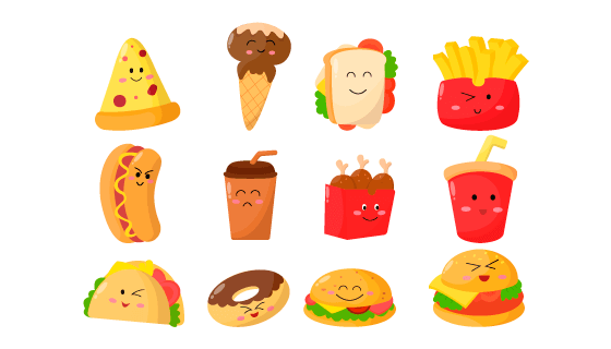 12个美味的快餐图标矢量素材(EPS/PNG)