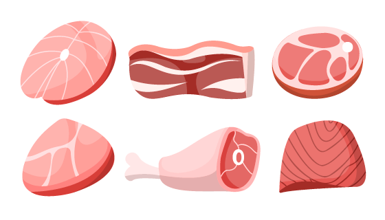 不同种类的肉类矢量素材(EPS)