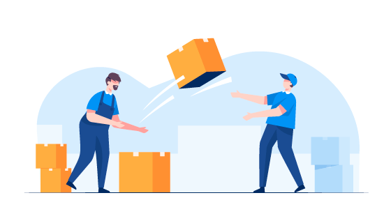 正在传递货物的快递员插画矢量素材(EPS)