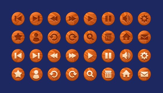 精致漂亮的木质圆形按钮矢量素材(EPS)