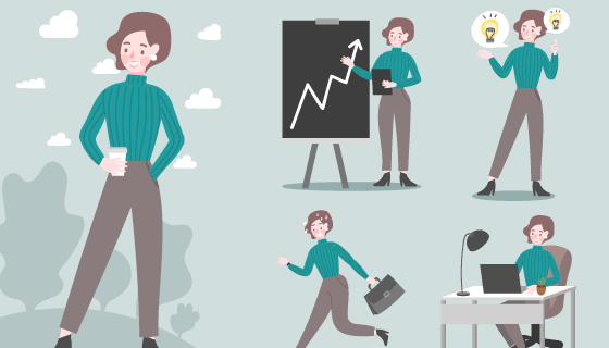 年轻干练的女商人插画矢量素材(EPS)