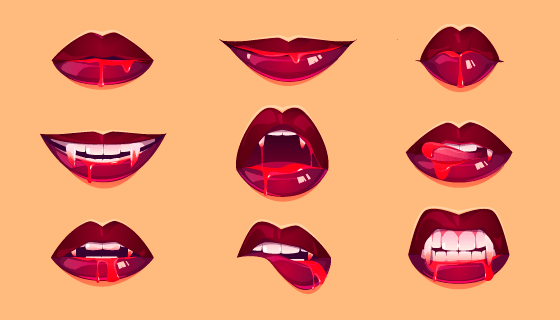 流着鲜血的嘴唇矢量素材(EPS/PNG)