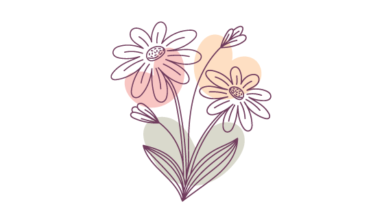 手绘风格的简单花卉矢量素材(AI/EPS/PNG)