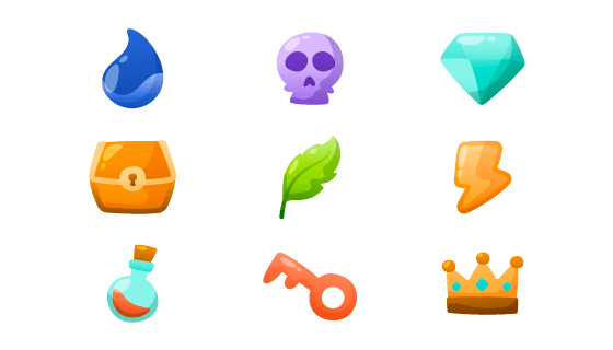 九个卡通风格的游戏图标矢量素材(AI/EPS/PNG)