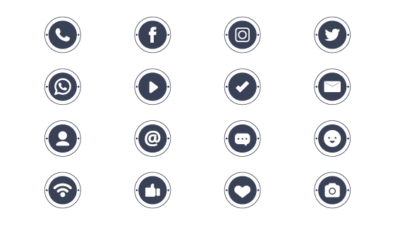 16个圆形的社交媒体图标矢量素材(AI/EPS/PNG)
