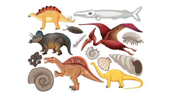 远古时代的动物和植物矢量素材(EPS/PNG)