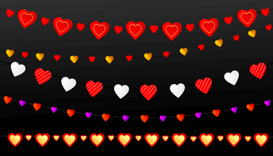 各种各样的爱心彩带矢量素材(AI/EPS)