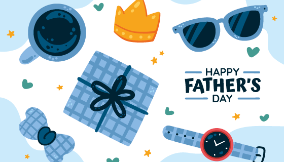 眼镜手表等元素设计父亲节背景矢量素材(AI/EPS)