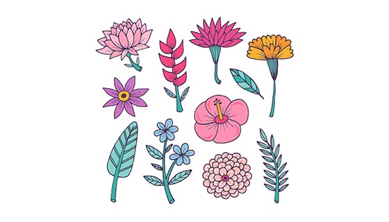 手绘热带花卉矢量素材(EPS/AI)