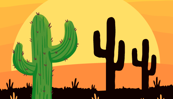 沙漠里的仙人掌矢量素材(EPS)