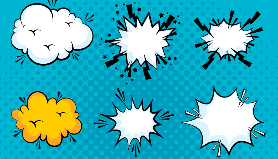 八个漫画风格的爆炸效果矢量素材(EPS)