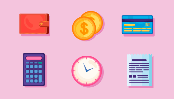 六个财务预算管理类图标矢量素材(EPS/PNG)