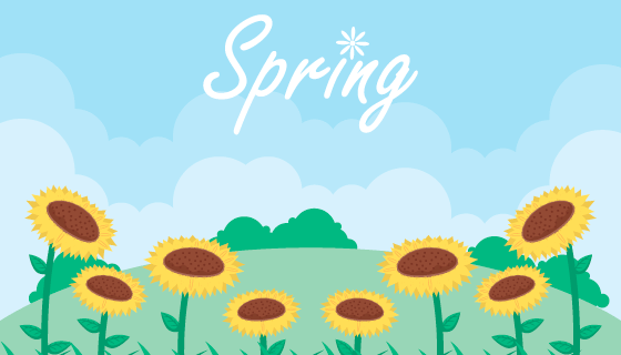 春天里欣欣向荣的向日葵矢量素材(EPS)