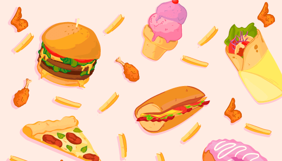 各种美味的快餐矢量素材(EPS)