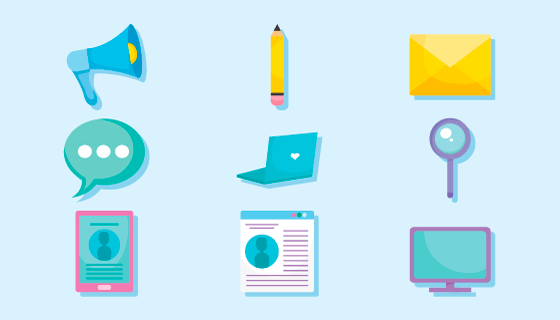 九个立体风格的商务办公图标矢量素材(EPS/PNG)