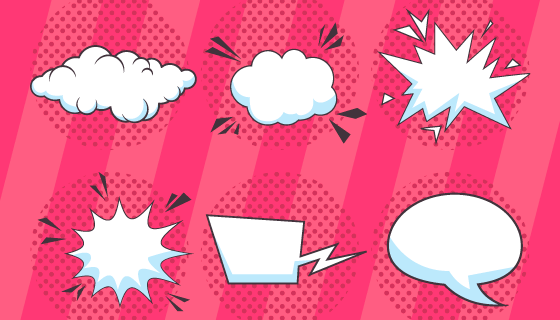 漫画风格的白云爆炸消息矢量素材(EPS)