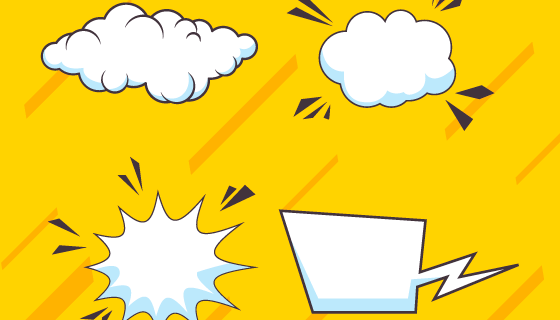 漫画风格的白云消息矢量素材(EPS)