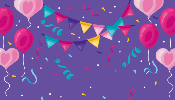 气球和彩带设计的派对背景矢量素材(EPS)