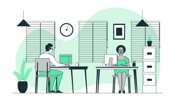 办公室里工作的白领们插画矢量素材(AI/EPS)