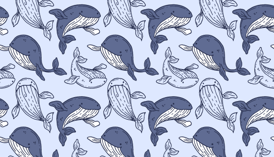 手绘鲸鱼图案背景矢量素材(AI/EPS)