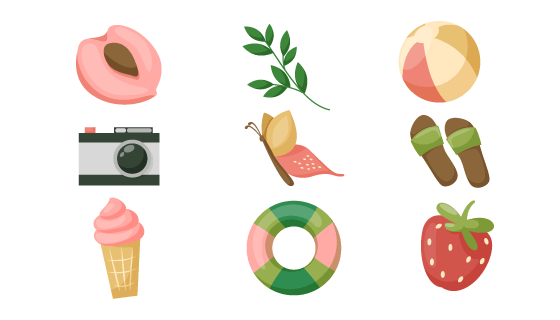 九个扁平风格的夏天元素矢量素材(AI/EPS/PNG)