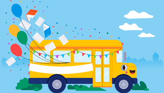 可爱的黄色校车矢量素材(AI/EPS)