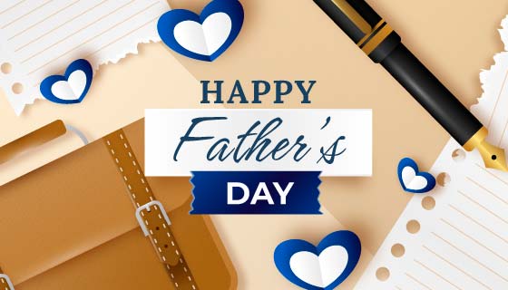 钢笔和公文包等元素设计的父亲节快乐矢量素材(AI/EPS)