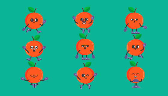 调皮可爱的橙子矢量素材(EPS/PNG)