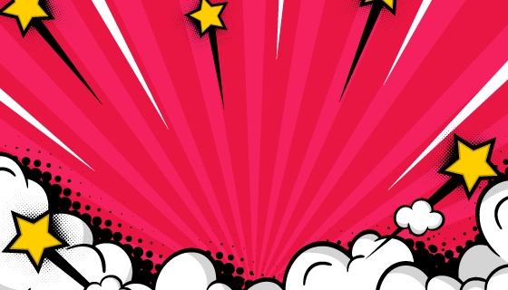 漫画风格的星星云朵闪亮背景矢量素材(EPS)