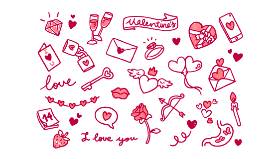 涂鸦风格的情人节元素矢量素材(EPS/PNG)