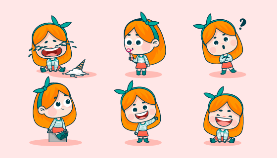 带着蝴蝶结发箍的可爱女孩矢量素材(EPS/PNG)