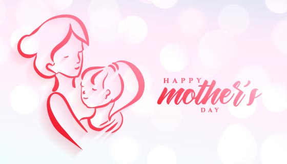 妈妈抱着女儿母亲节快乐卡片矢量素材(EPS)