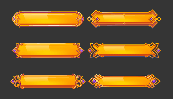 六个金色的游戏按钮矢量素材(EPS/PNG)