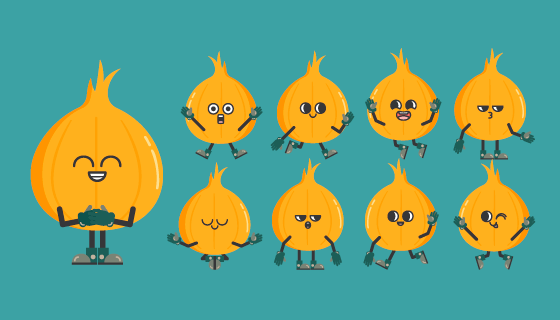 不同表情的洋葱矢量素材(EPS/PNG)