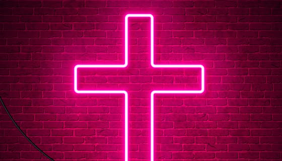 粉色的霓虹灯十字架矢量素材(EPS)