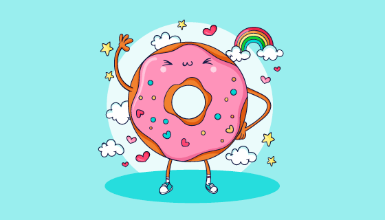 叉腰的可爱甜甜圈矢量素材(AI/EPS)