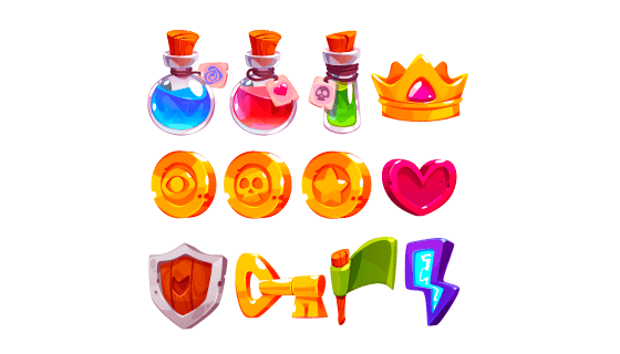 12个卡通风格的游戏图标矢量素材(EPS/PNG)