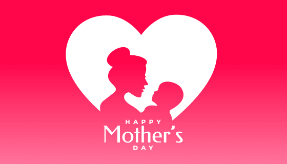 妈妈和宝宝剪影设计母亲节快乐贺卡矢量素材(EPS)