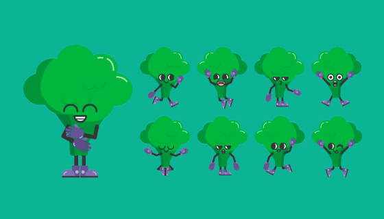 可爱的蔬菜西兰花矢量素材(EPS/PNG)