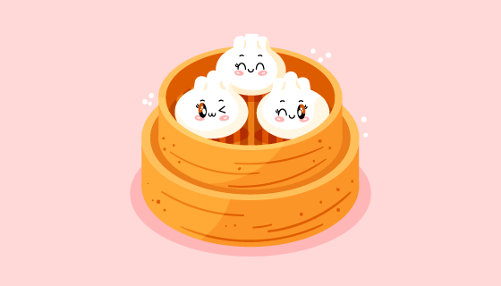 可爱的蒸包矢量素材(AI/EPS/PNG)