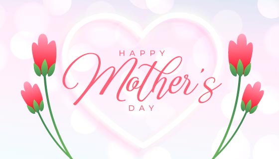 花朵和爱心设计母亲节背景矢量素材(EPS)