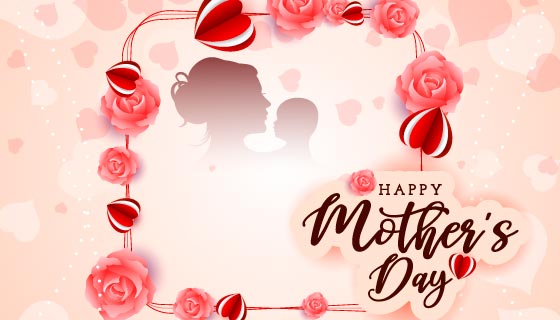 爱心和花瓣设计母亲节快乐背景矢量素材(EPS)