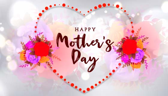 爱心和花瓣设计母亲节快乐背景矢量素材(EPS)