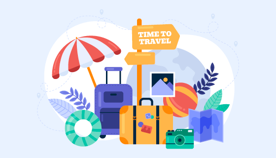 各种旅游元素设计旅行时间矢量素材(AI/EPS)